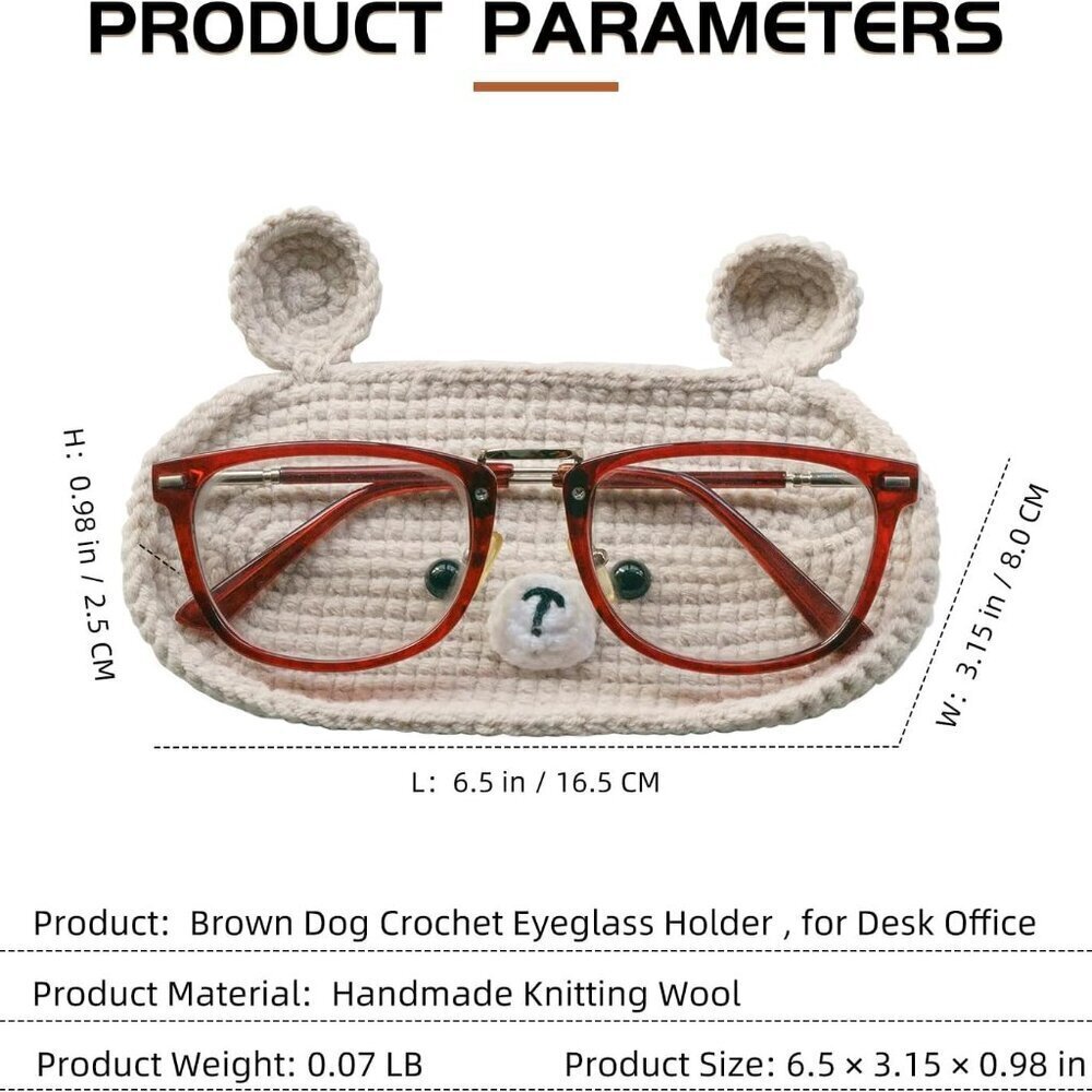 Crochet Glasses Holder Soft Wool Animal Nightstand Desk Organizer - Picture 2 of 9